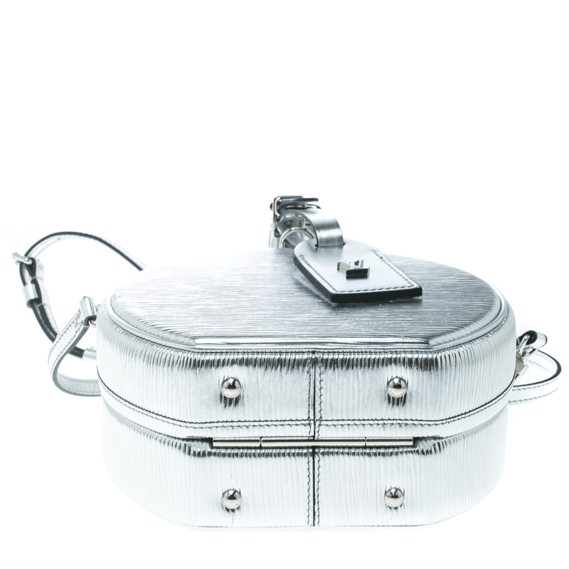 Louis Vuitton Silver Metallic Epi Leather Petite Boite Chapeau at 1stDibs