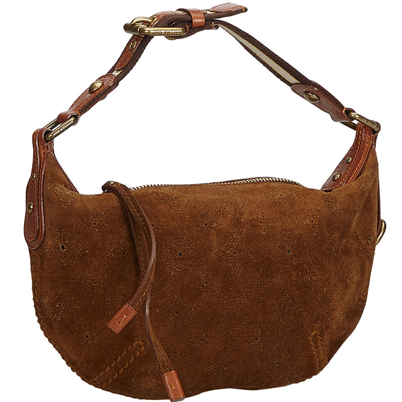 

Louis Vuitton Suede Leather Onatah PM Hobo Bag, Brown