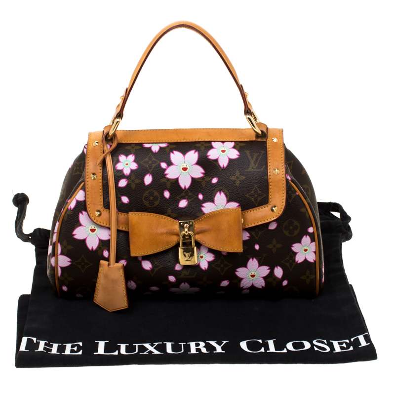 LOUIS VUITTON Monogram Cherry Blossom Sac Retro Bag Brown 1218700