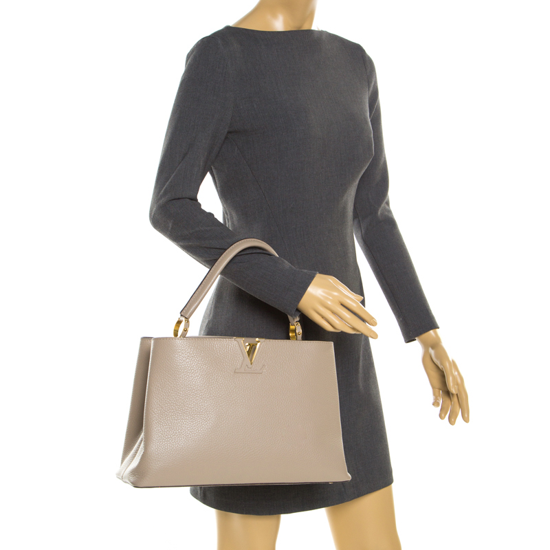 

Louis Vuitton Galet Taurillon Leather Capucines MM Bag, Beige