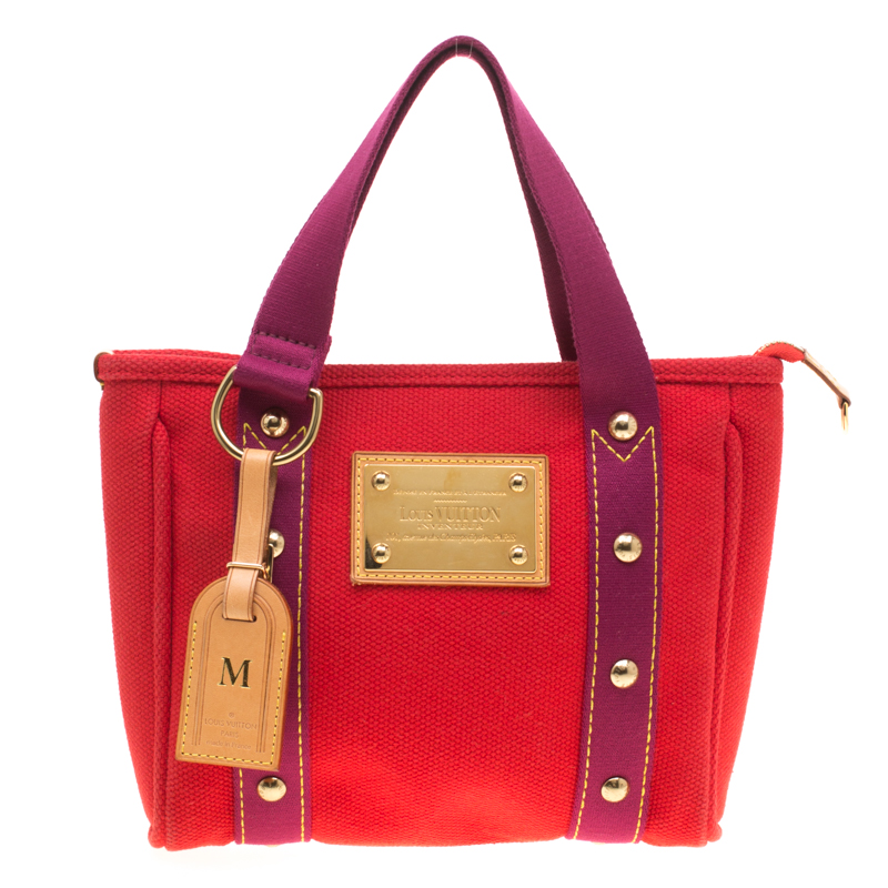 Louis Vuitton Red/Purple Canvas Antigua Cabas PM Bag Louis Vuitton ...