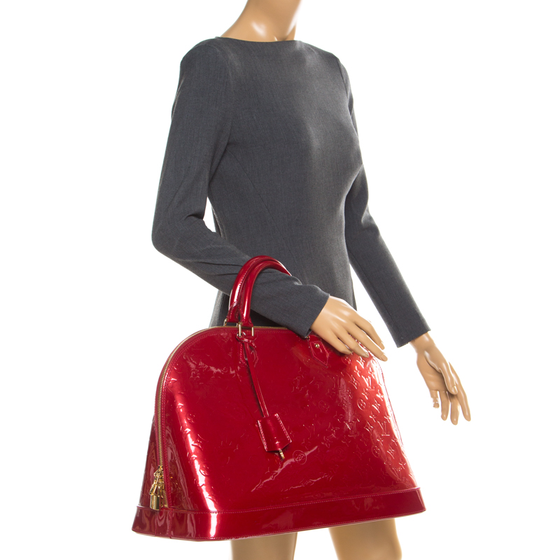 

Louis Vuitton Pomme D’amour Monogram Vernis Alma Voyager Bag, Red