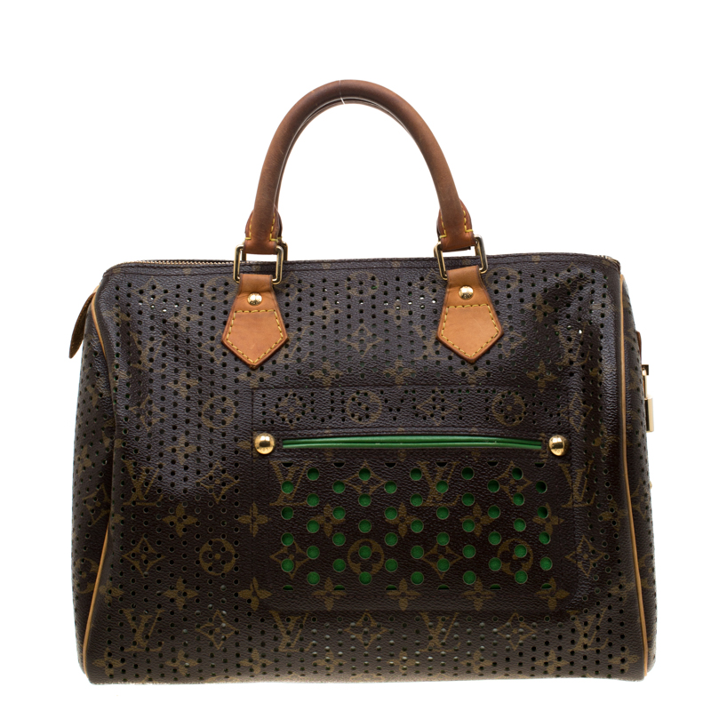 Louis Vuitton Green Monogram Perforated Canvas Limited Edition Speedy 30 Louis Vuitton The