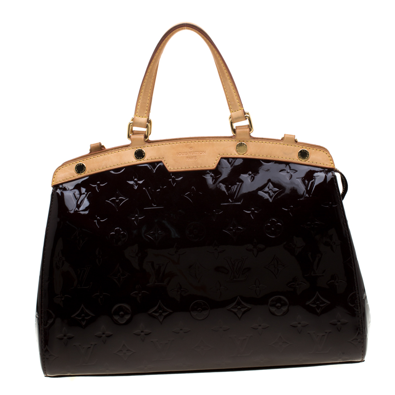 Pre Owned Louis Vuitton Amarante Monogram Vernis Brea MM Bag