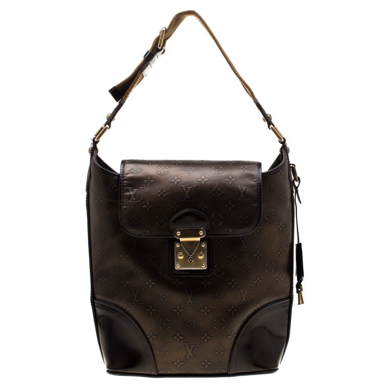 Pre Owned Louis Vuitton Bronze/Dark Brown Monogram Embossed Leather Limited Edition Sergent GM Bag