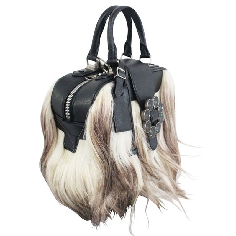 

Louis Vuitton Black/Brown Leather And Fur Top Handle Bag
