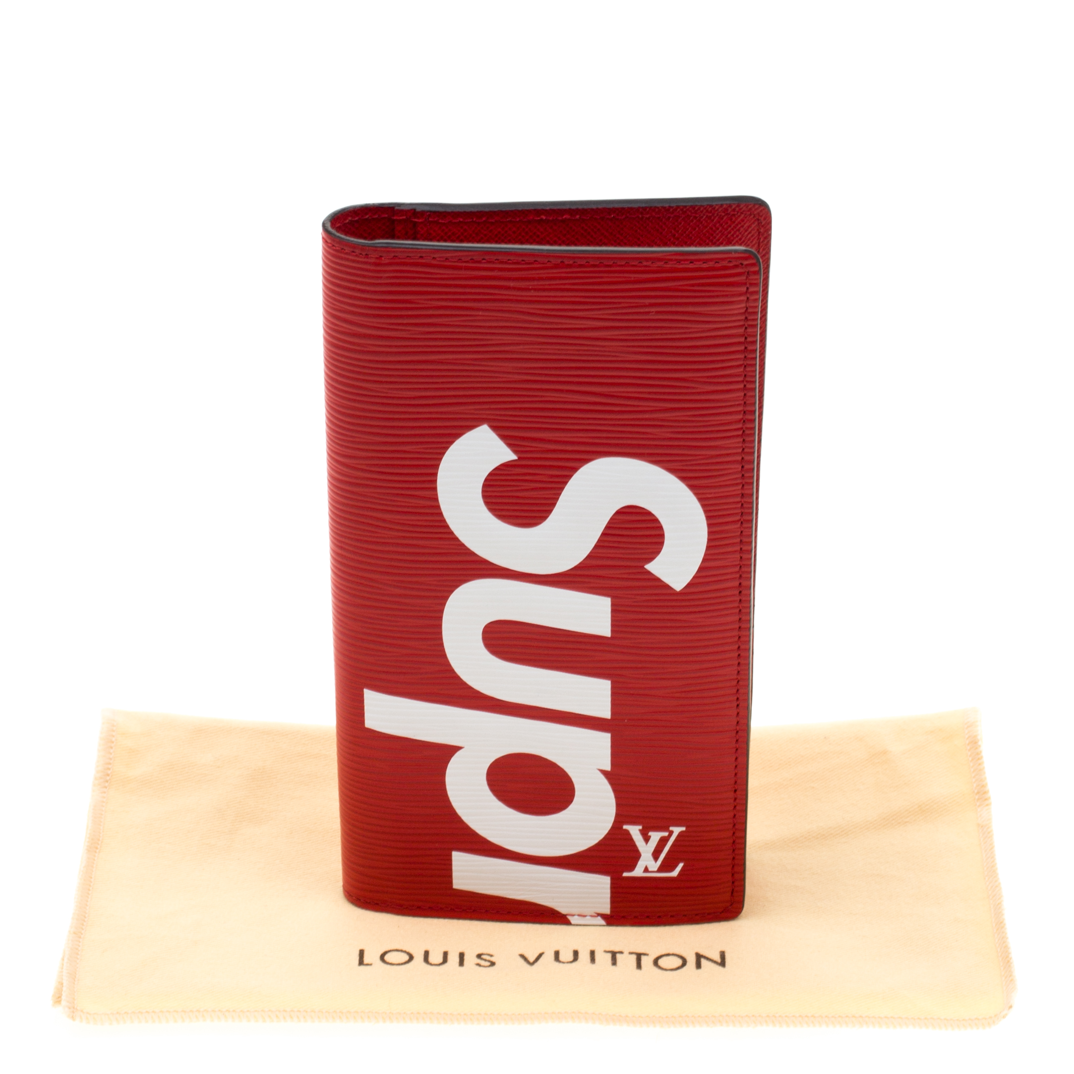Louis Vuitton Red Epi Leather X Supreme Slender Wallet Louis