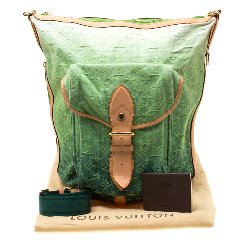 Louis Vuitton Sunburst Handbag Denim PM Green 7602314