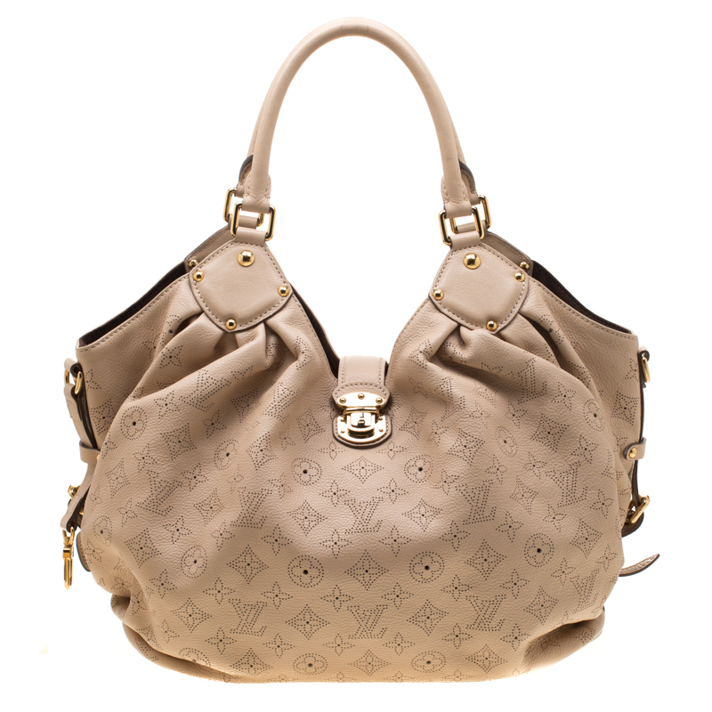 Pre Owned Louis Vuitton Biscuit Monogram Mahina Leather L Bag