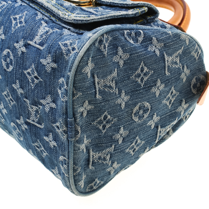 Néo speedy handbag Louis Vuitton Blue in Denim - Jeans - 31437006