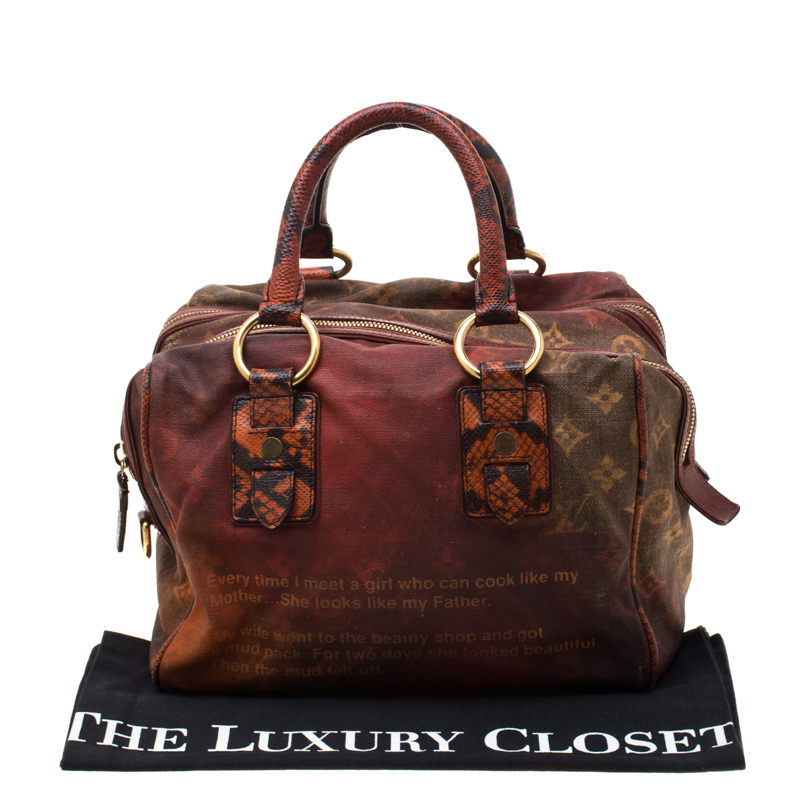 Louis Vuitton Red/Brown Ombre Monogram Canvas and Lizard Limited Edition  Richard Prince Mancrazy Jokes Bag Louis Vuitton