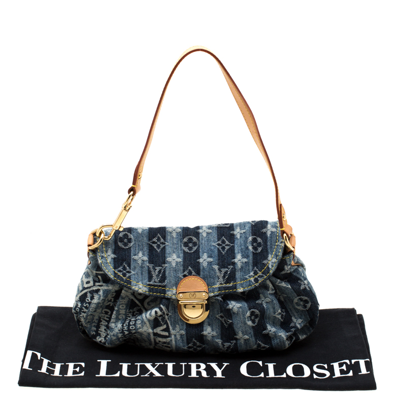 Louis Vuitton Limited Edition Denim Mini Pleaty Raye Customise Bag -  Yoogi's Closet