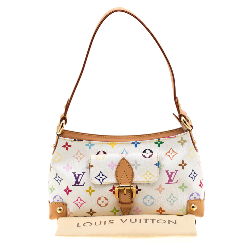 Authentic Louis Vuitton Eliza Monogram Multicolor Blanc M40098 Frame Bag  LD262