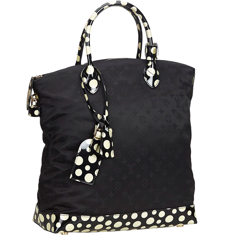 

Louis Vuitton Black Monogram Satin Yayoi Kusama Dots Infinity Lockit Vertical MM Bag
