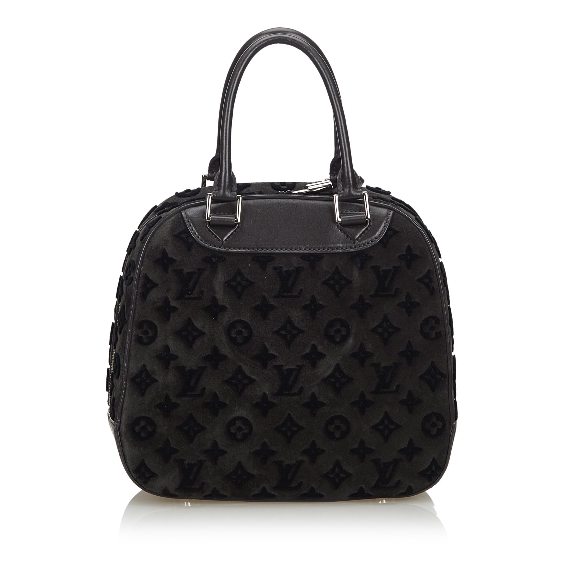 Louis Vuitton Limited Edition Black Suede Monogram Tuffetage Deauville Cube Bag