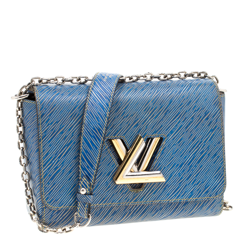 Louis Vuitton Twist Medium Model Handbag in Blue Jean EPI Leather