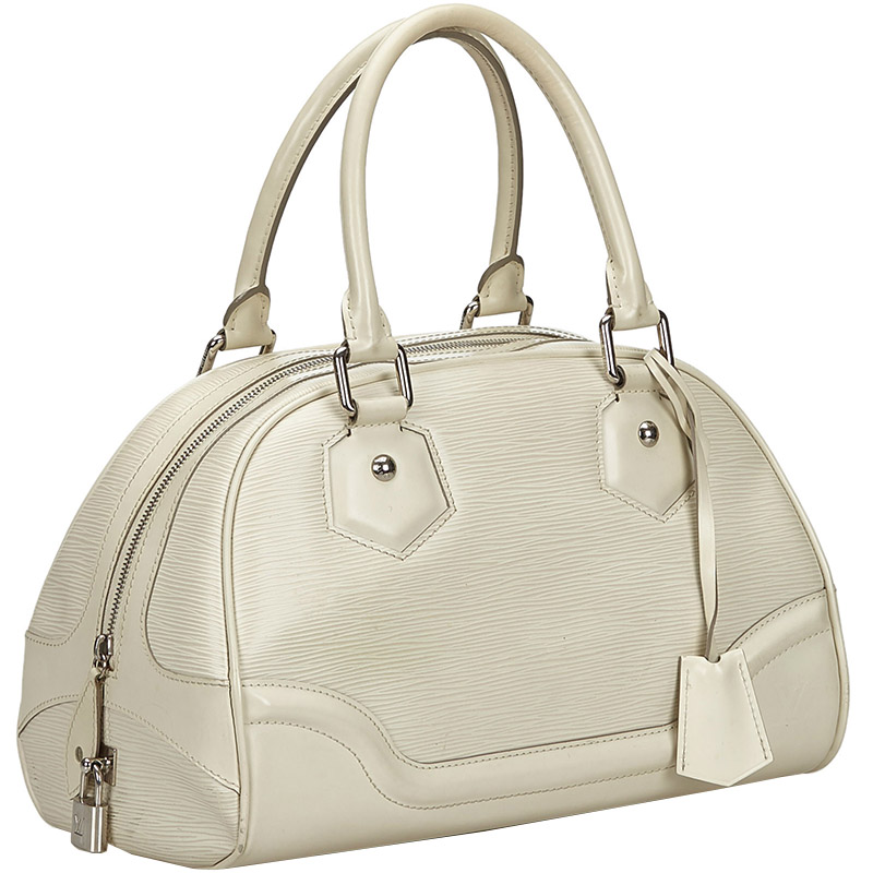 

Louis Vuitton Ivory Epi Leather Bowling Montaigne PM Bag, White