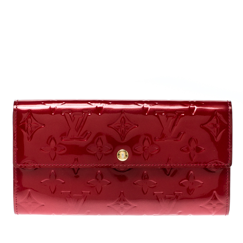Pre Owned Louis Vuitton Pomme D’amour Monogram Vernis Sarah Continental Wallet