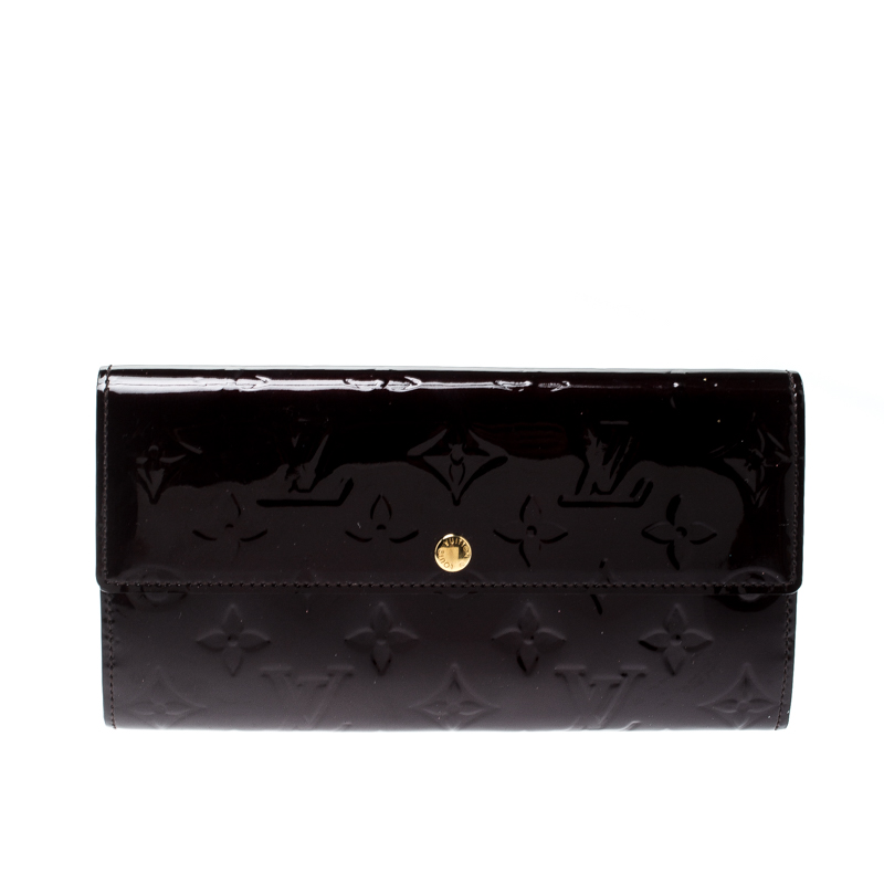 LOUIS VUITTON Sarah Monogram Vernis Leather Wallet Amarante