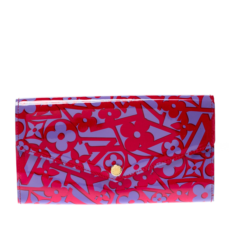 Pre Owned Louis Vuitton Indian Rose Sweet Monogram Vernis Sarah Continental Wallet 