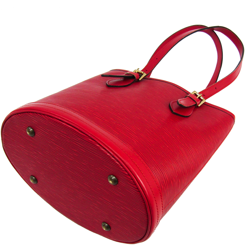 

Louis Vuitton Castili Epi Leather Bucket PM Bag, Red