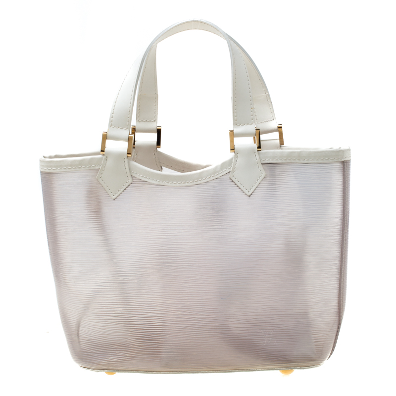 Pre Owned Louis Vuitton White Vinyl Epi Plage Leather Mini Lagoon Bay Bag
