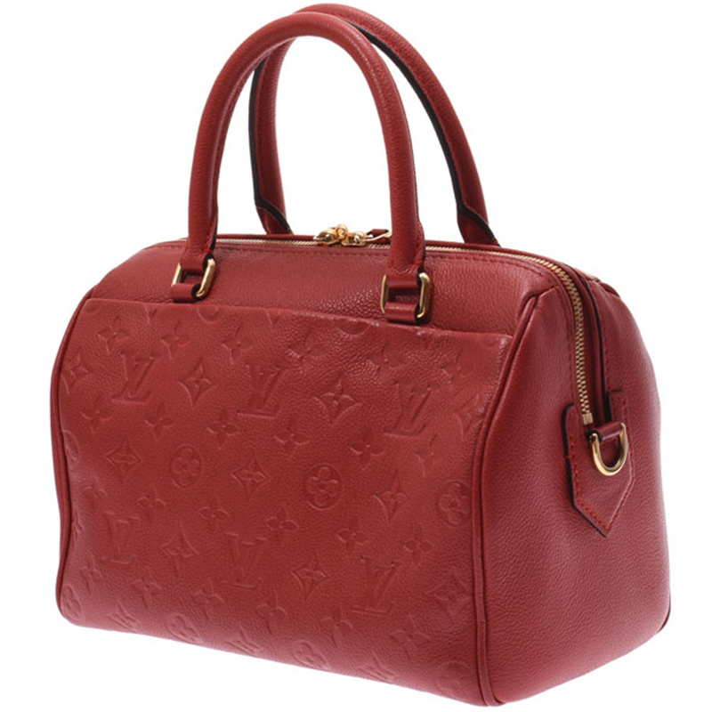

Louis Vuitton Red Monogram Empreinte Leather Speedy Bandouliere 25 Bag