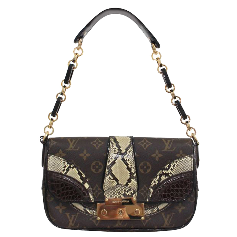 Click to view more detailed imagery on our partner's website Pre-owned Louis Vuitton Monogram Canvas And Python/croc Leather Limited Edition Shoulder Bag In Brown