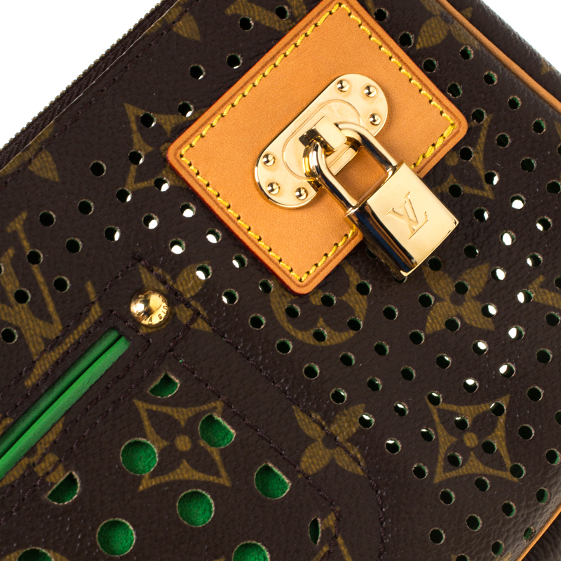 Louis Vuitton Limited Edition Monogram Perforated Green Accessories  Pochette Bag - Yoogi's Closet