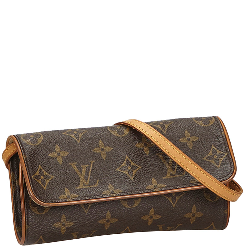 

Louis Vuitton Monogram Canvas Pochette Twin PM Bag, Brown