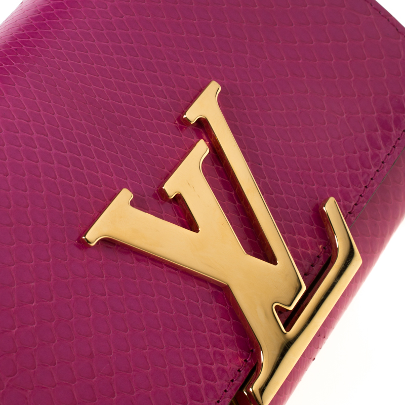 Louis Vuitton Fuchsia Pink Python Chain Louise MM Bag