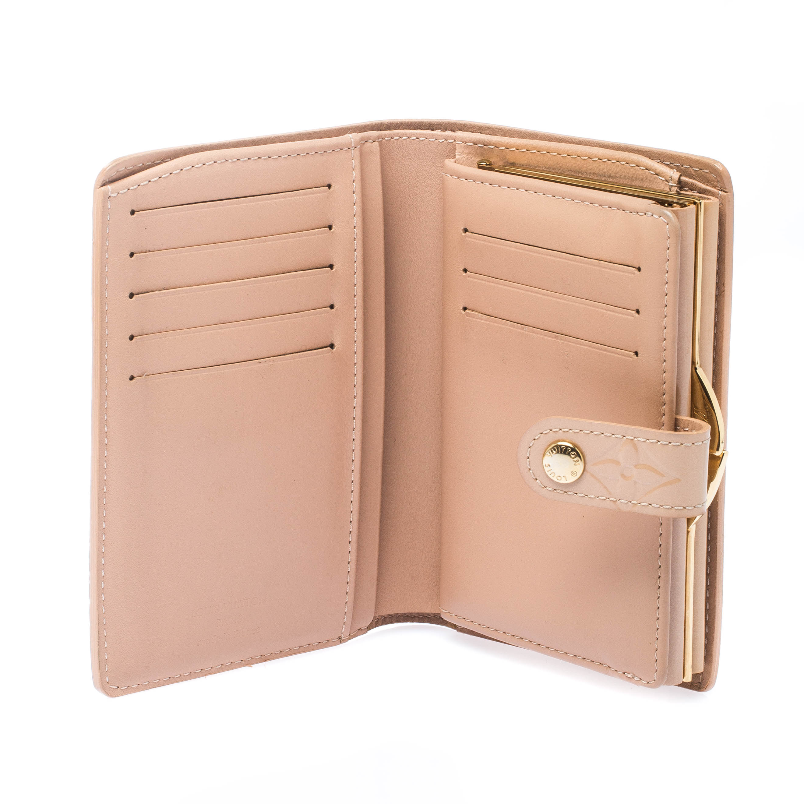 

Louis Vuitton Rose Florentine Monogram Vernis French Wallet, Beige