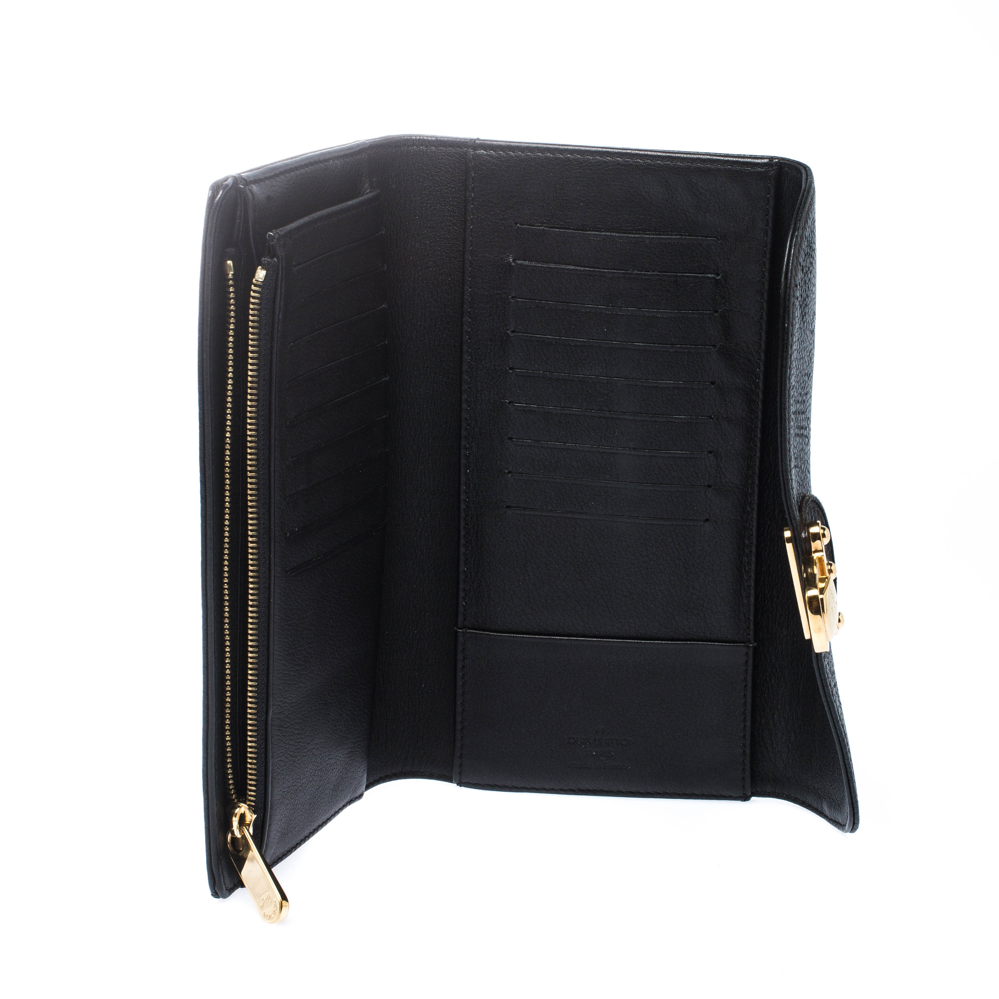 

Louis Vuitton Black Monogram Mahina Leather Amelia Wallet