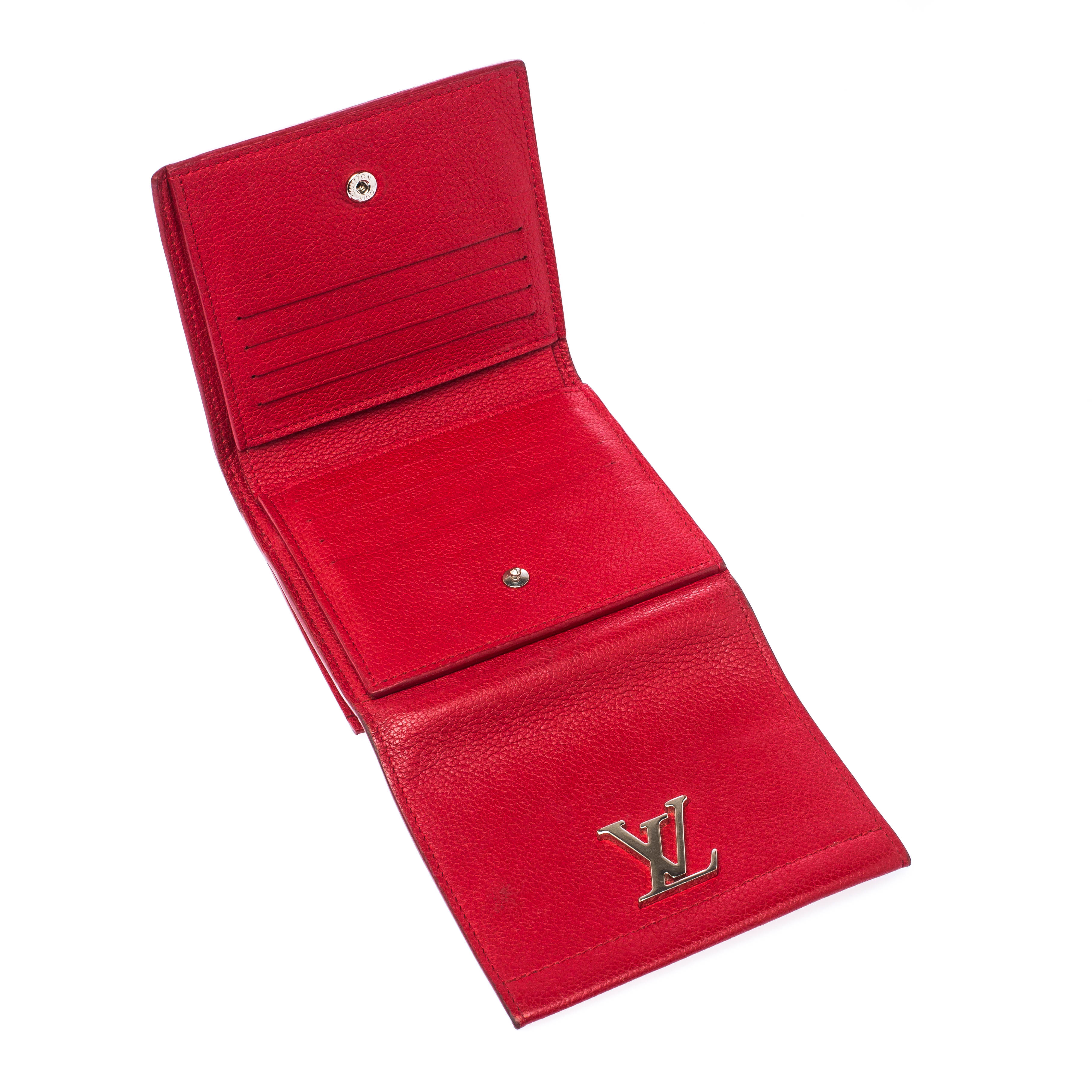 

Louis Vuitton Cherry Taurillon Leather Lockme II Compact Wallet, Red