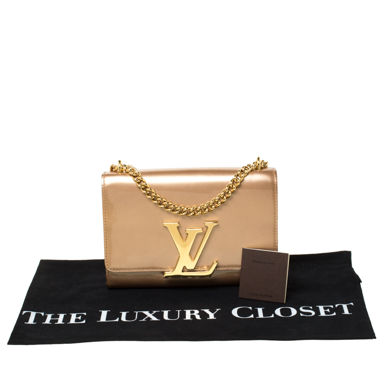 Louis Vuitton Beige Patent Leather Chain Louise MM Bag Louis Vuitton