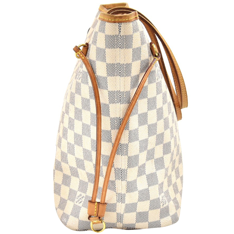 

Louis Vuitton White Damier Azur Canvas Neverfull MM Tote Bag