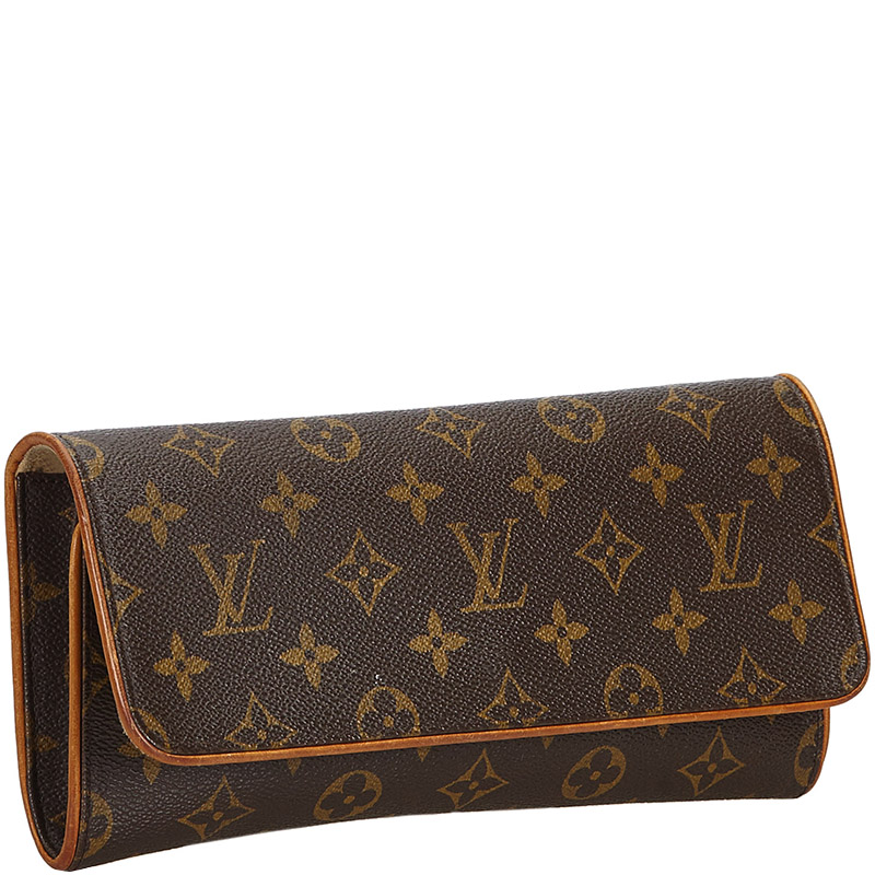 

Louis Vuitton Monogram Canvas Pochette Twin GM Bag, Brown