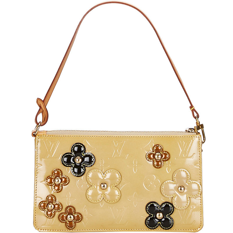 Louis Vuitton Limited Edition Beige Monogram Vernis Lexington Fleurs  Accessories Pochette Bag - Yoogi's Closet