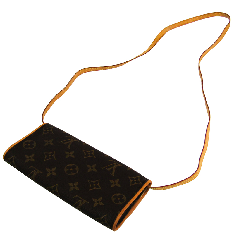 

Louis Vuitton Monogram Canvas Pochette Twin PM Bag, Brown