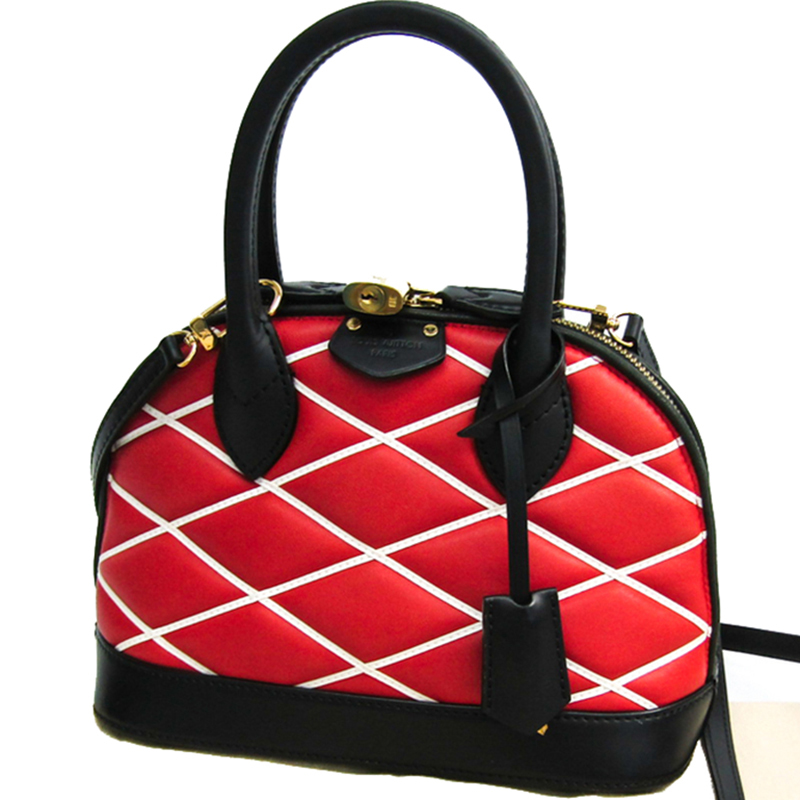 

Louis Vuitton Red/Black Leather Malletage Alma BB