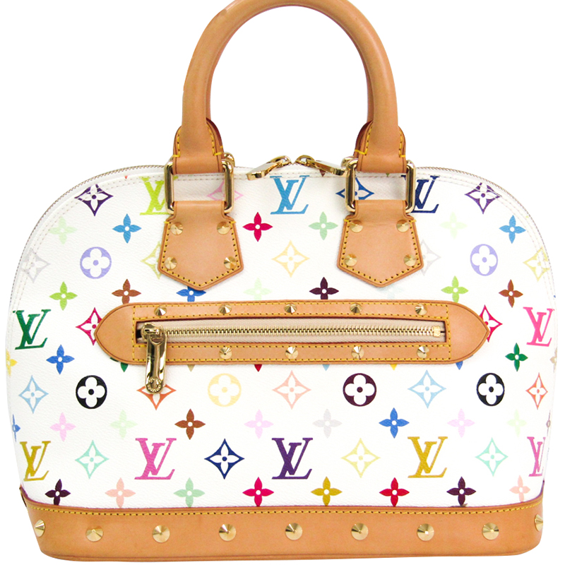 Pre Owned Louis Vuitton Blanc Multicolor Monogram Alma PM Bag