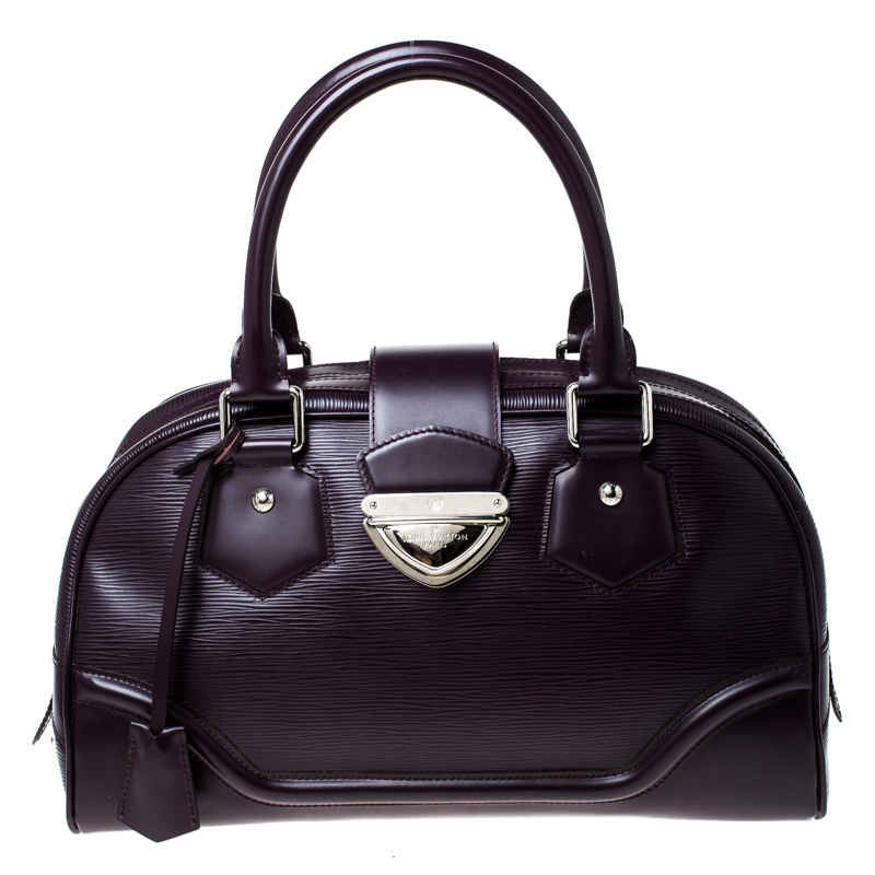 Pre Owned Louis Vuitton Purple Epi Leather Bowling Montaigne GM Bag