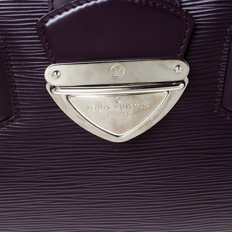 Authentic Louis Vuitton Purple EPI Leather Montaigne GM Bowling Handbag Bag