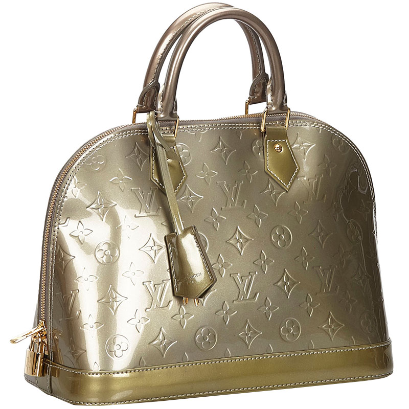 

Louis Vuitton Silver Monogram Vernis Alma PM Bag