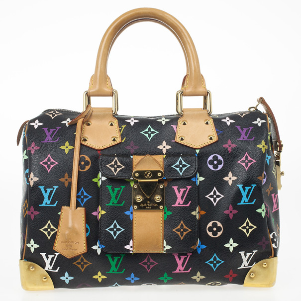 Pre Owned Louis Vuitton Black Multicolor Speedy 30