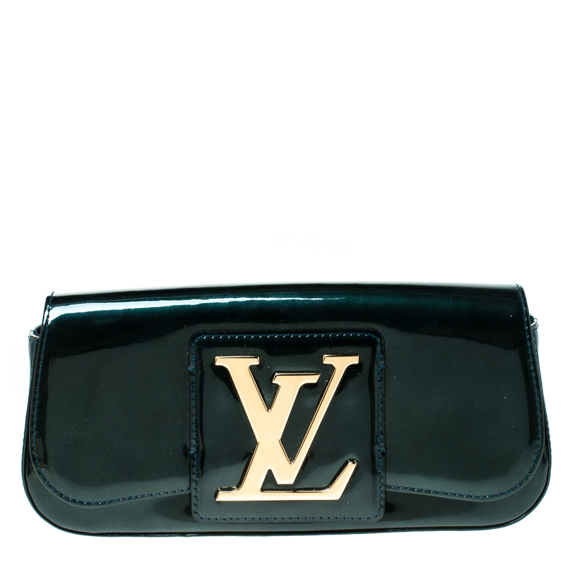 Pre Owned Louis Vuitton Vert Bronze Vernis Sobe Clutch