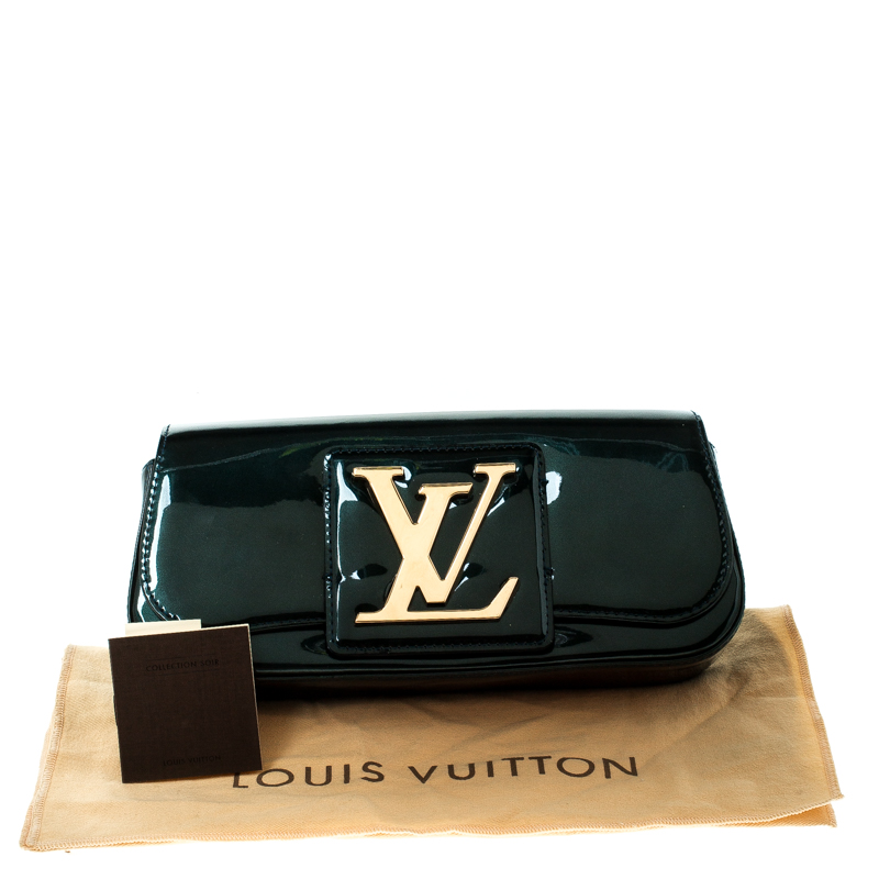 LOUIS VUITTON Sobe Pochette Vernis Leather Clutch Bag Bronze