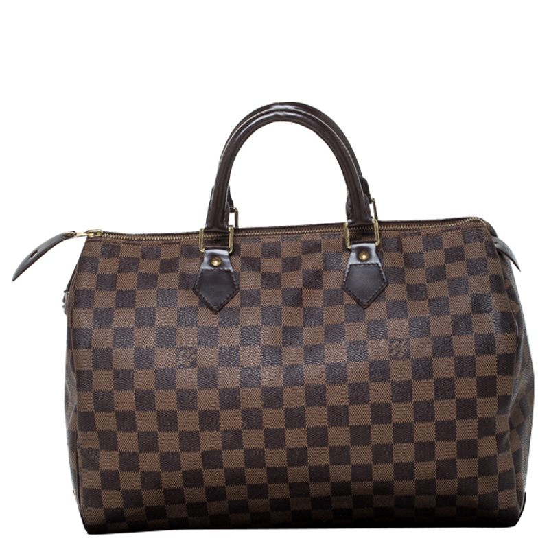 Pre Owned Louis Vuitton Damier Ebene Canvas Speedy 35 Bag