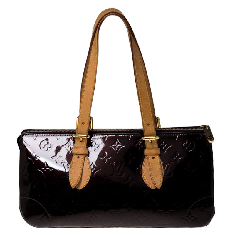 Pre Owned Louis Vuitton Amarante Monogram Vernis Rosewood Avenue Bag