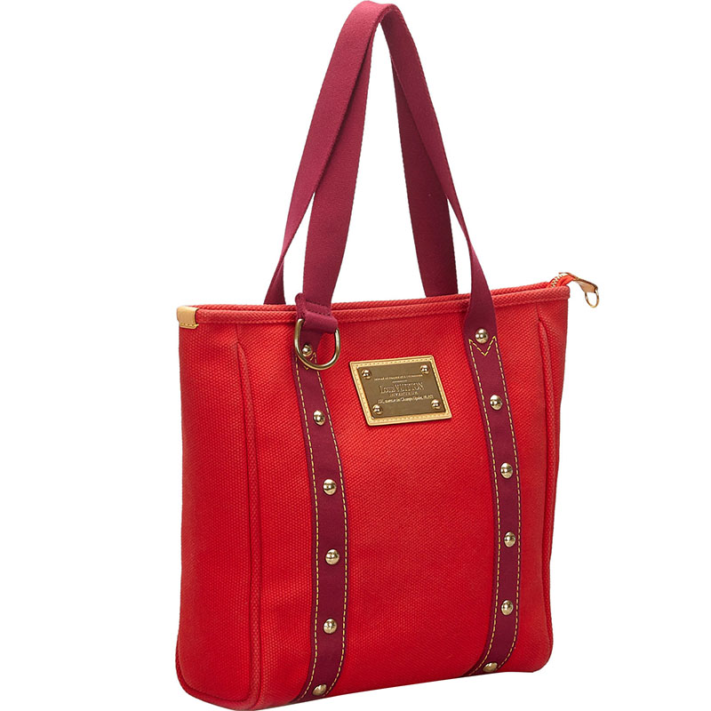 

Louis Vuitton Red Canvas Antigua Cabas MM Bag
